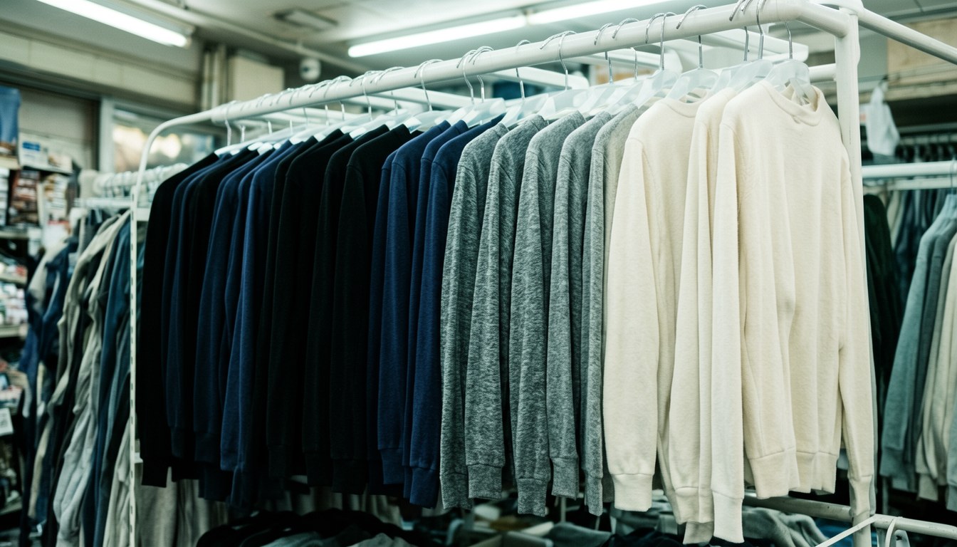 WORKMAN 商店貨架上陳列嘅平價功能鞋同保暖內衣(示意畫面)