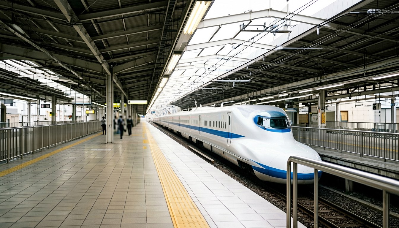 新幹線停喺車站月台（示意圖）