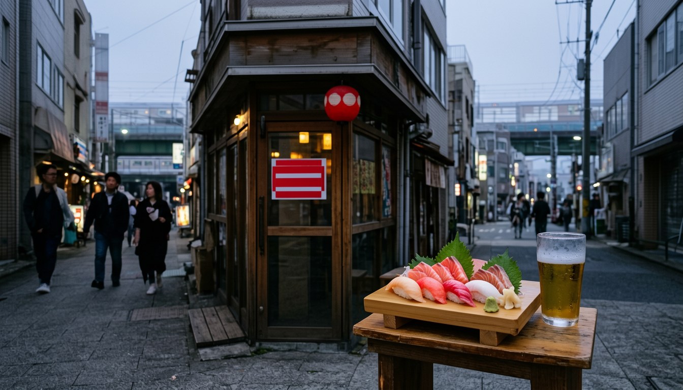 目利きの銀次 京成立石駅前店內，漁師料理連鎖，有刺身同燒魚上碟，食客正在即日至。