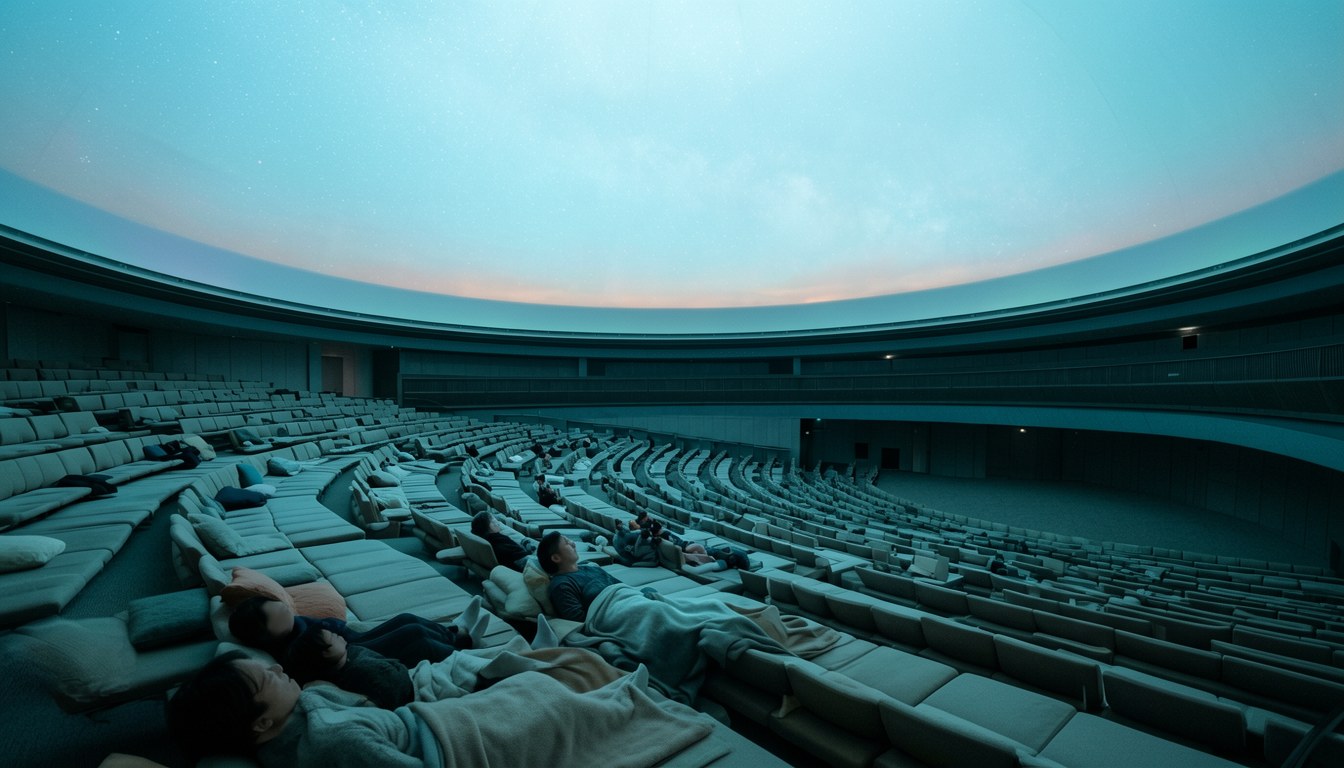 福岡市科學館Dome Theater天象儀圓頂內景，星空投影同低矮座椅