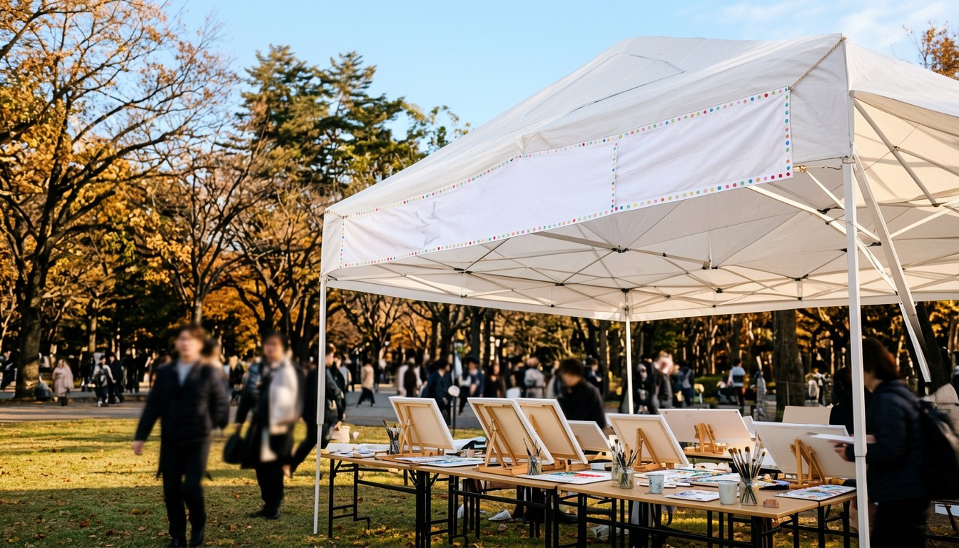 砧公園包容性遊樂廣場，秋日樹林背景