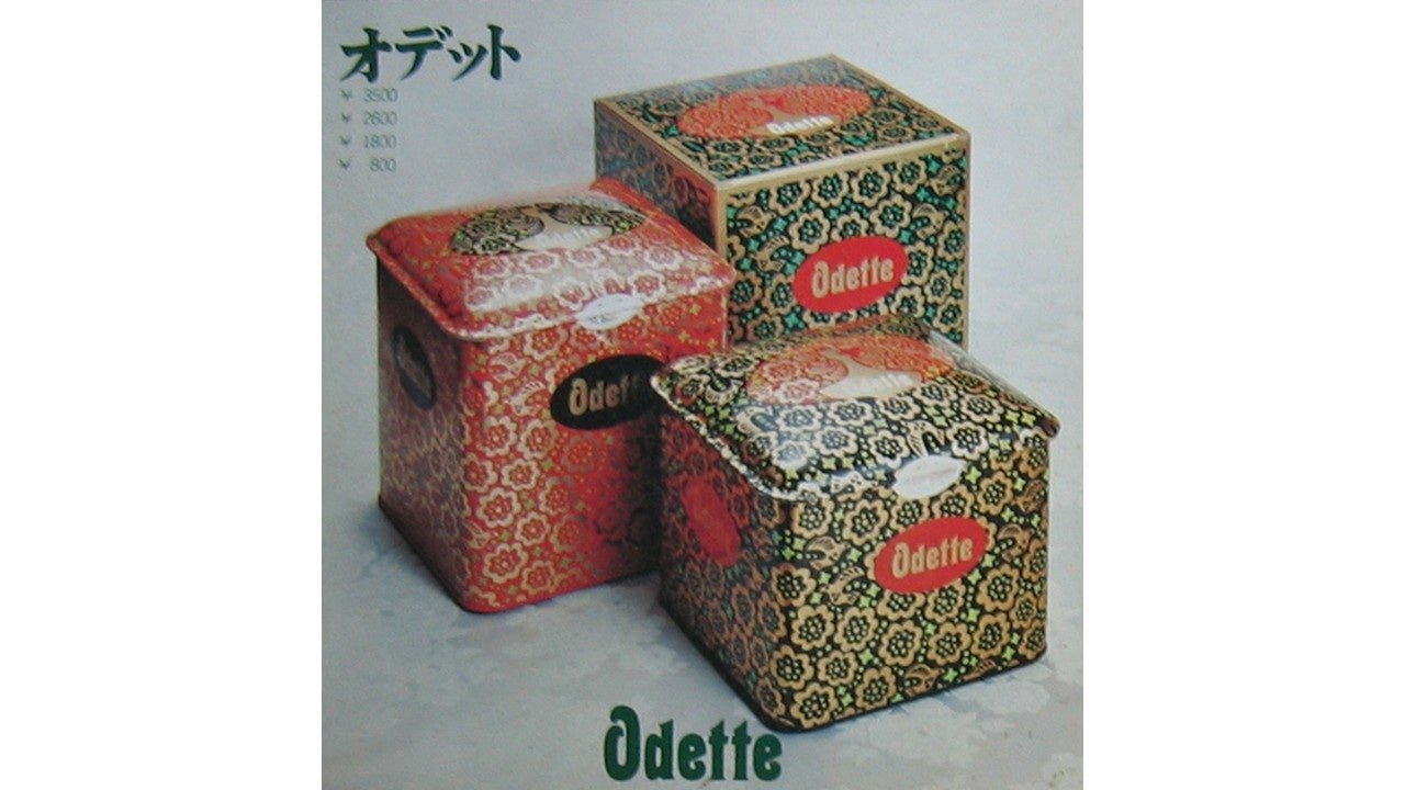 1973 年「オデット」初代包裝(発売当時のオデット),圖片出處:日本旅遊|PR TIMES 百貨便利店