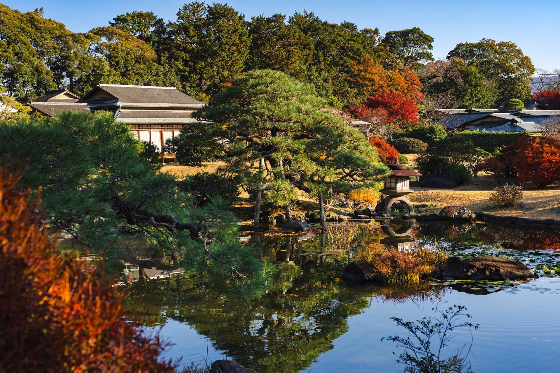 伊豆長岡三養莊日本庭園秋色