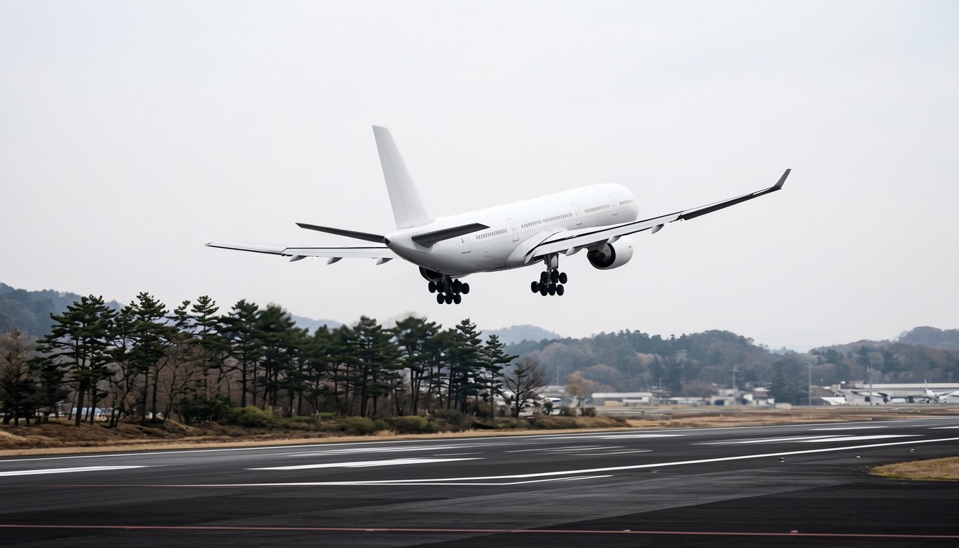 機場停機坪嘅廣體客機（示意圖，無標誌無文字）