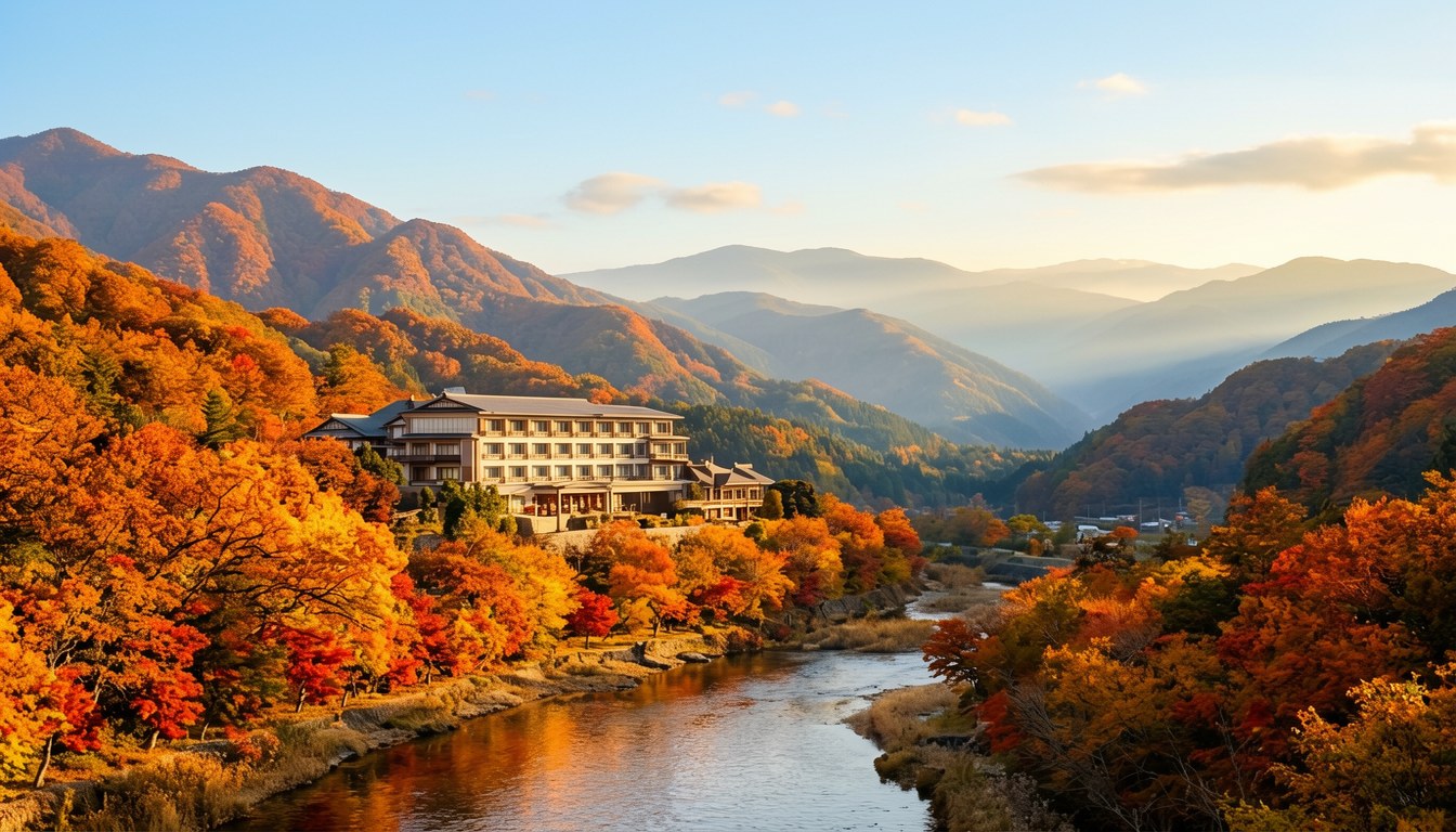 日本九州福岡城市景觀，酒店建築同天際線