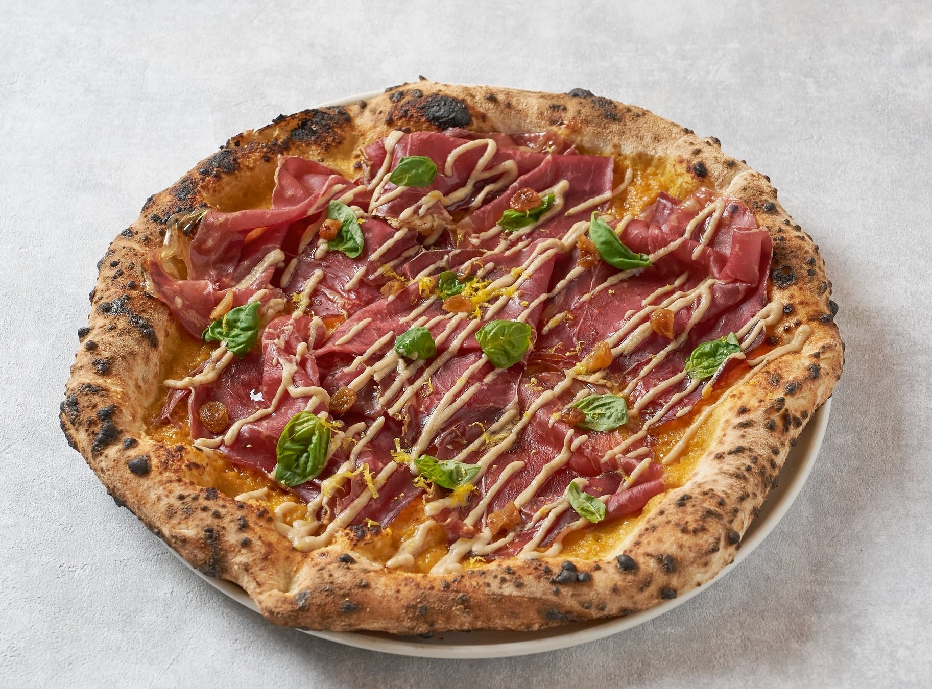 Bresaola e Peperoni Gialli(牛肉生火腿黃甜椒比薩)
