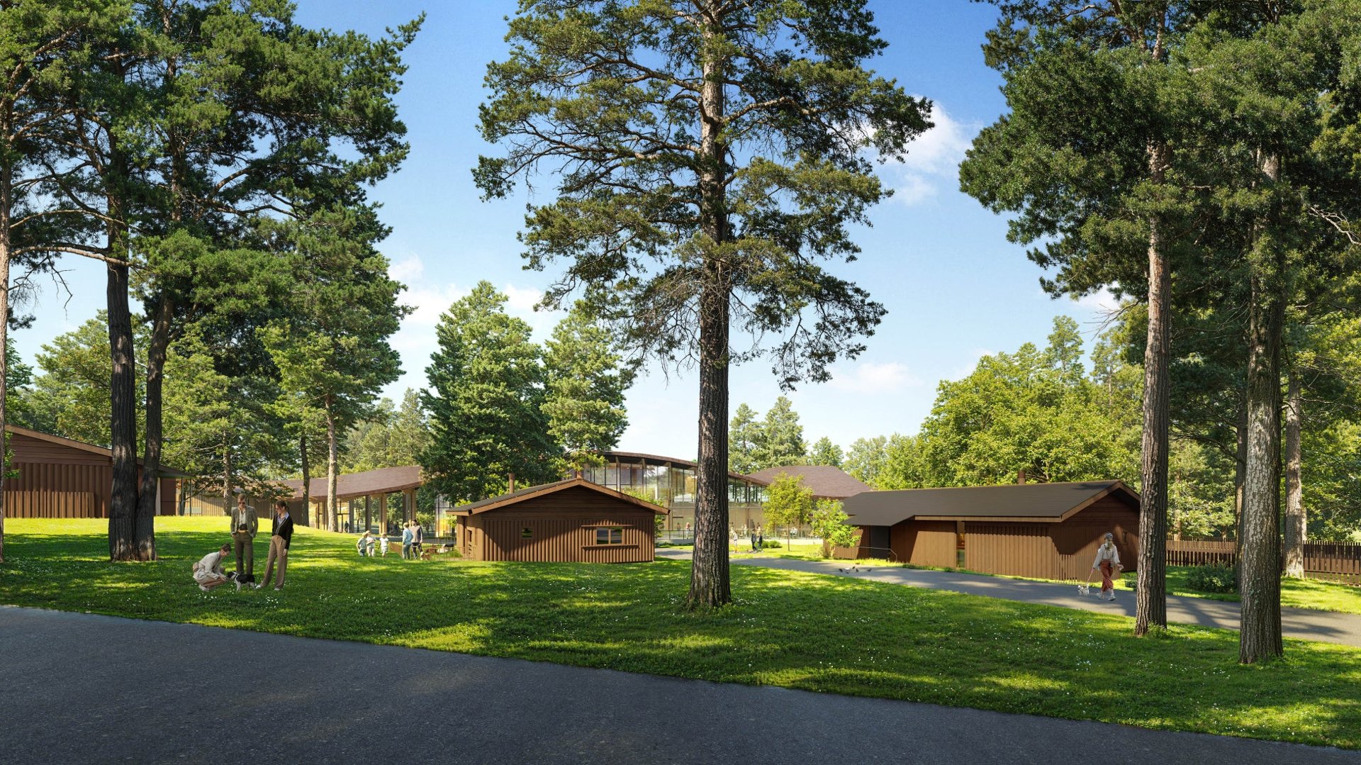 Villa Prince 軽井沢「東の杜」新區Villa同「杜のテラス」配棟概念圖,建於緩坡、樹木環繞