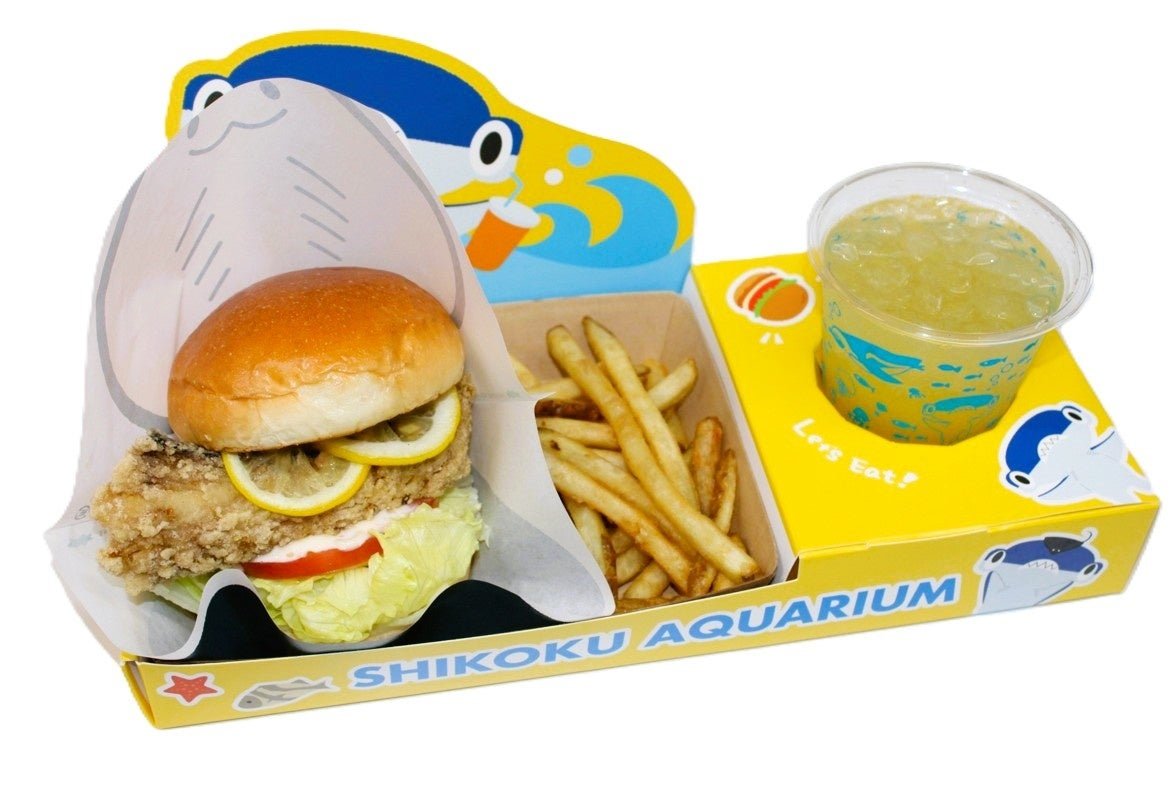 四國水族館限定供應赤魷魚唐炸漢堡，由10月21日起於Olive餐廳出售