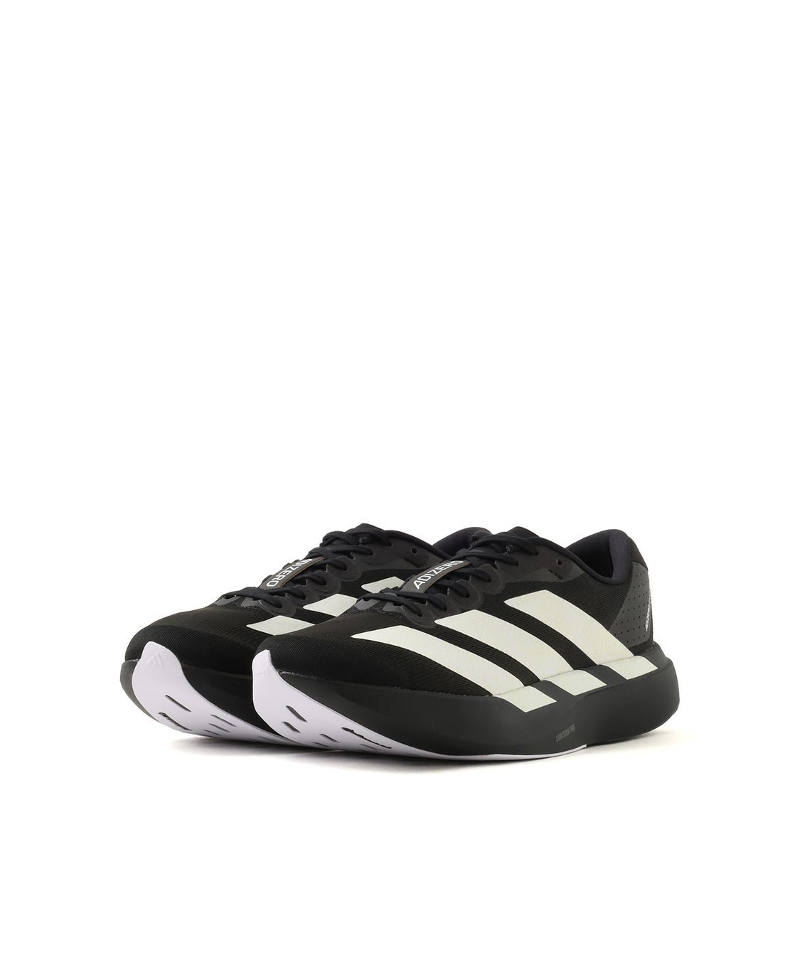 adidas ADIZERO EVO SL G-SNK 聯乘跑鞋，白色款，三條紋印上蛇紋蓄光圖案