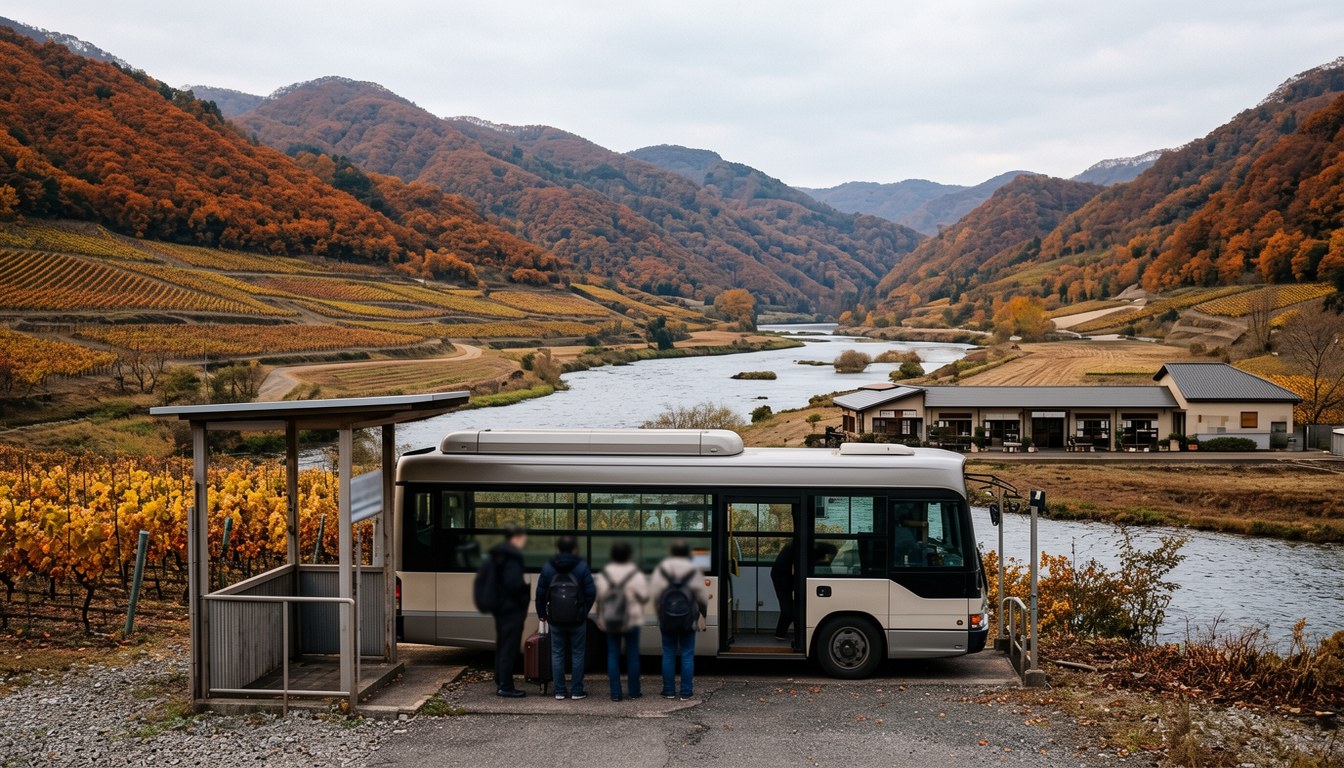 千曲川葡萄酒谷嘅丘陵酒園同河川風景