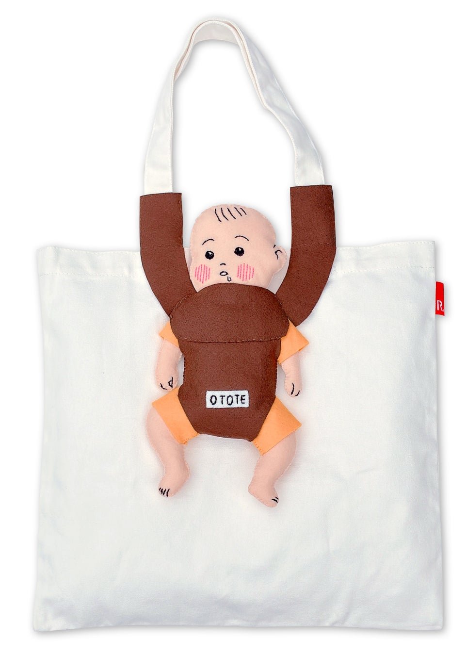 大獎作品「トートイ・オトート」，作者ゆう，用felt同刺繡線喺托特袋上手柄上掛咗一隻毛茸茸嘅布偶