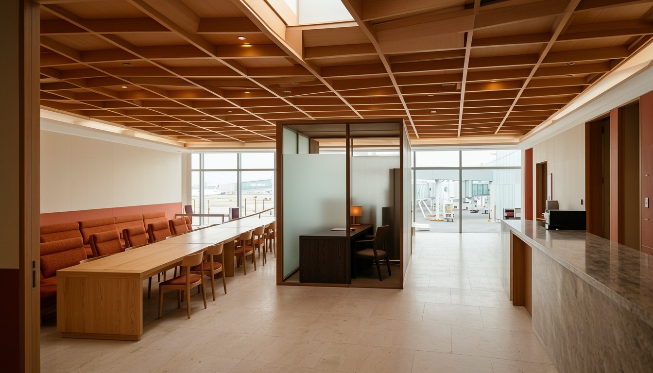 羽田機場1號航站樓北翼新落成 First Class 休息室內部，融入日本傳統工藝設計