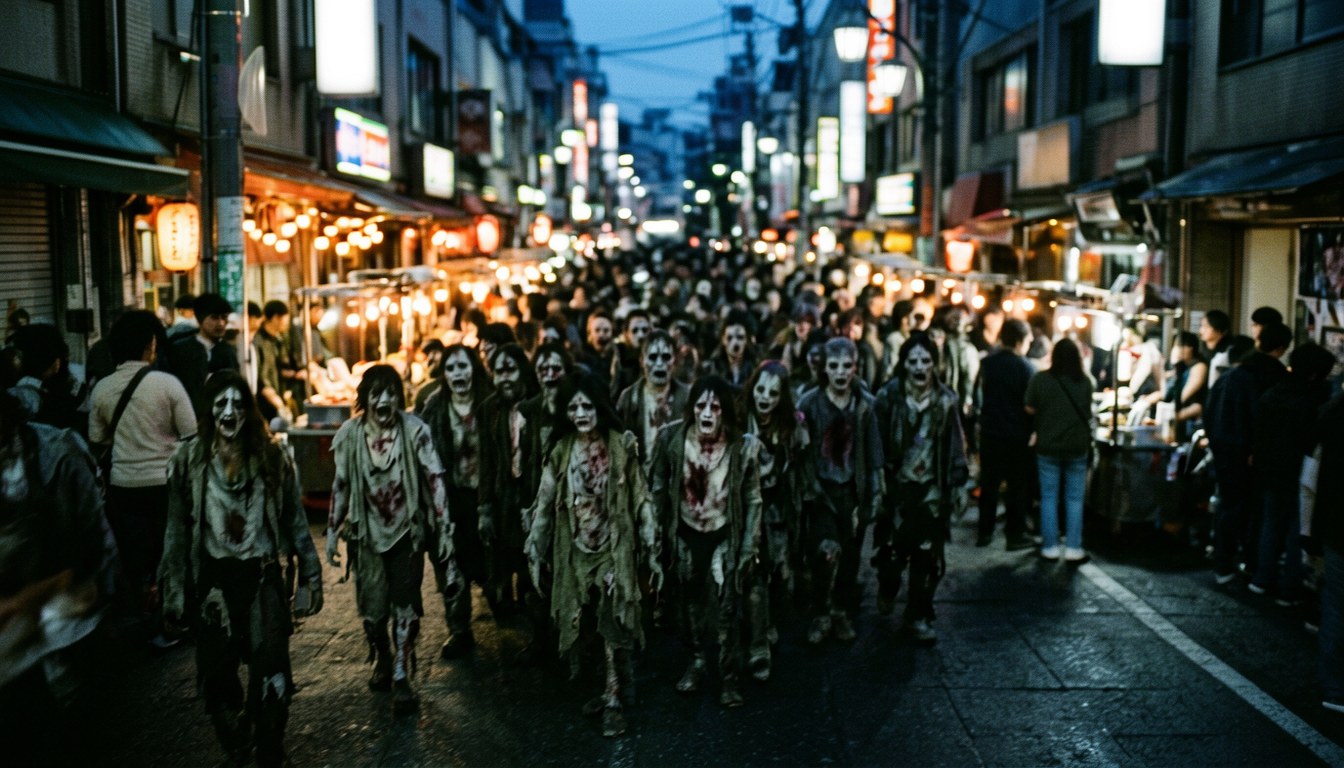 廣島橫川商店街萬聖節殭屍夜活動場景