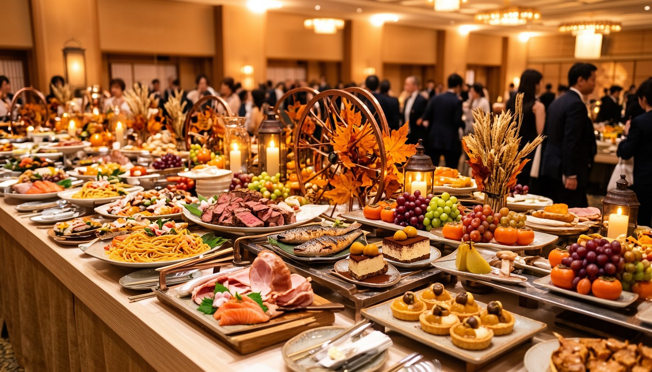 京王廣場酒店八王子自助餐秋季食材，包括roast beef、現做意大利粉、秋刀魚、海鮮丼及秋季甜品