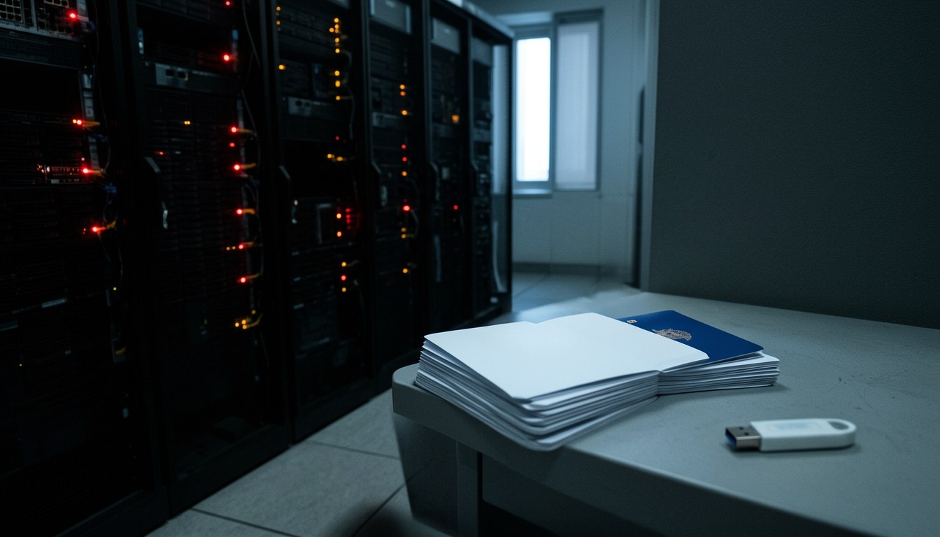 一間旅遊公司辦公室嘅電腦螢幕同檔案資料示意畫面