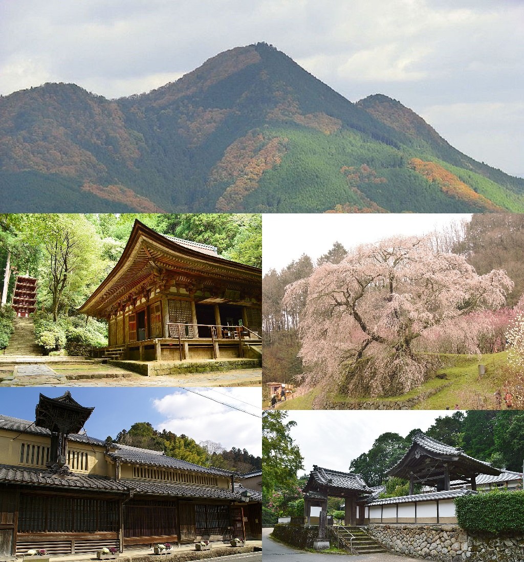 秋日紅葉山徑與山鎮街市,示意畫面