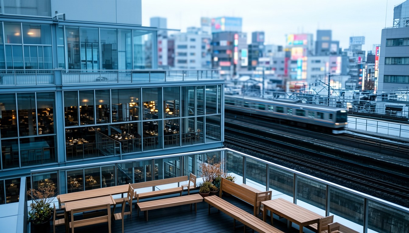 東京秋葉原車站外圍街景，行人穿過路口，背景係現代建築群，白天光線