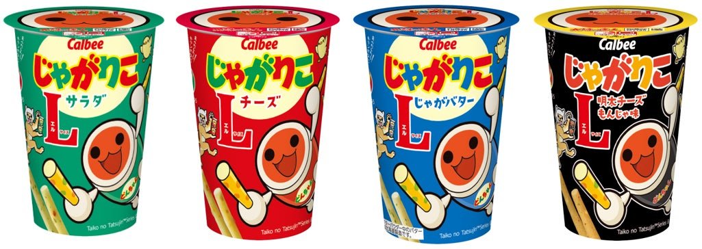 「じゃがりこ」×「太鼓の達人」聯名限定包裝，どんちゃん同かっちゃん把薯條當鼓棒（來源：カルビー／PR TIMES）