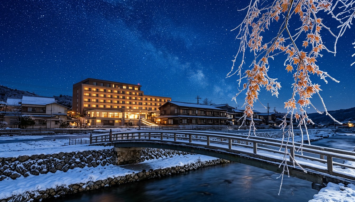 栃木縣旅館客房，窗外落雪