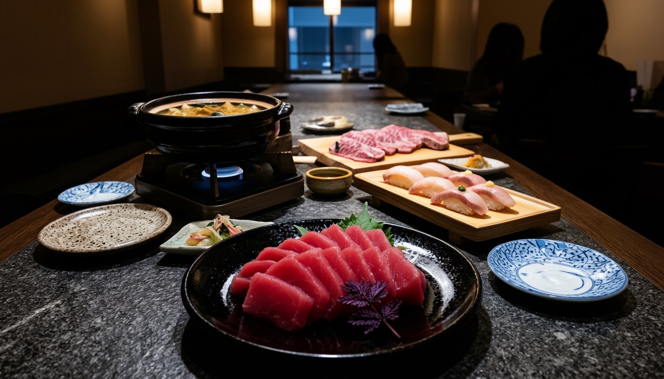 日本酒店餐廳用餐區,背景可視東京街景