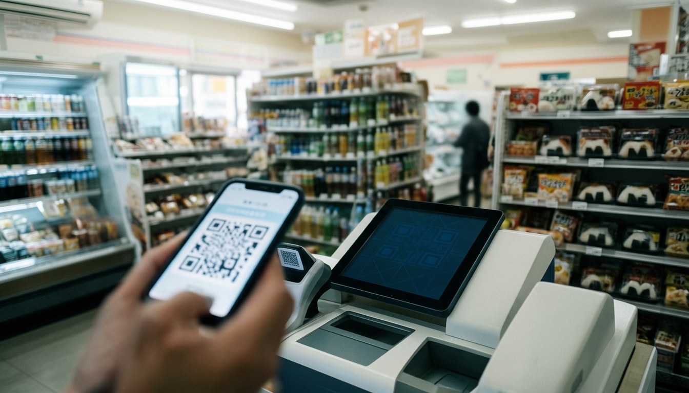 日本便利店NewDays內部,設有QR碼付款終端機