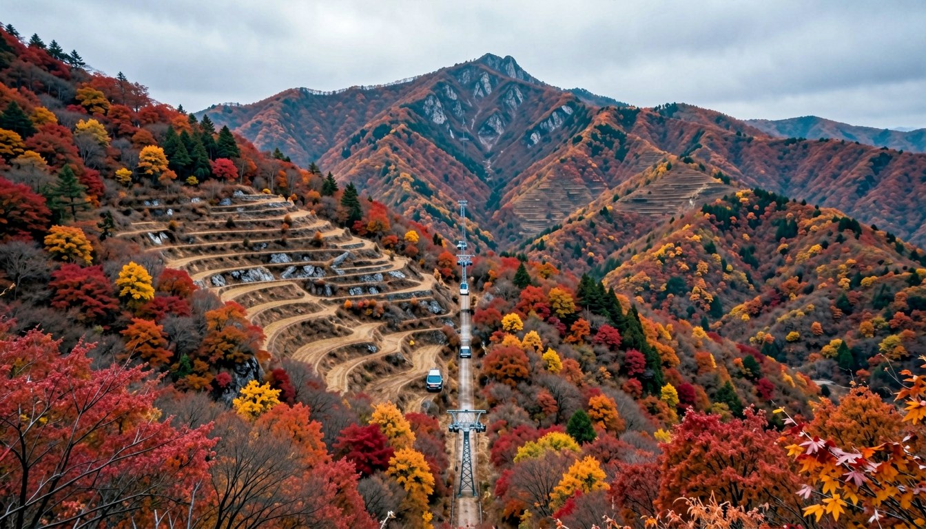 裏磐梯高山嘅紅葉,色彩隨海拔變化