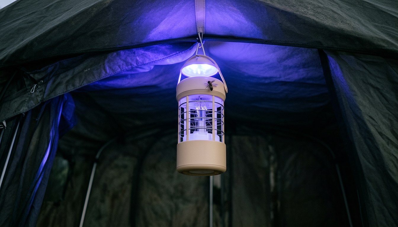 GLOWNA 蚊捕獲燈產品照,米色圓形 ABS 機身