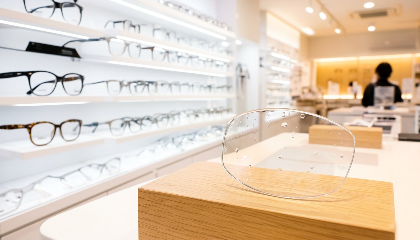 メガネの愛眼眼鏡店陳列櫃內展示多副太陽眼鏡