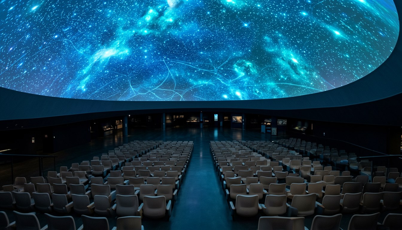 廣島5-Days兒童文化科學館星象館圓頂內，穹頂投影星空、銀河同星座