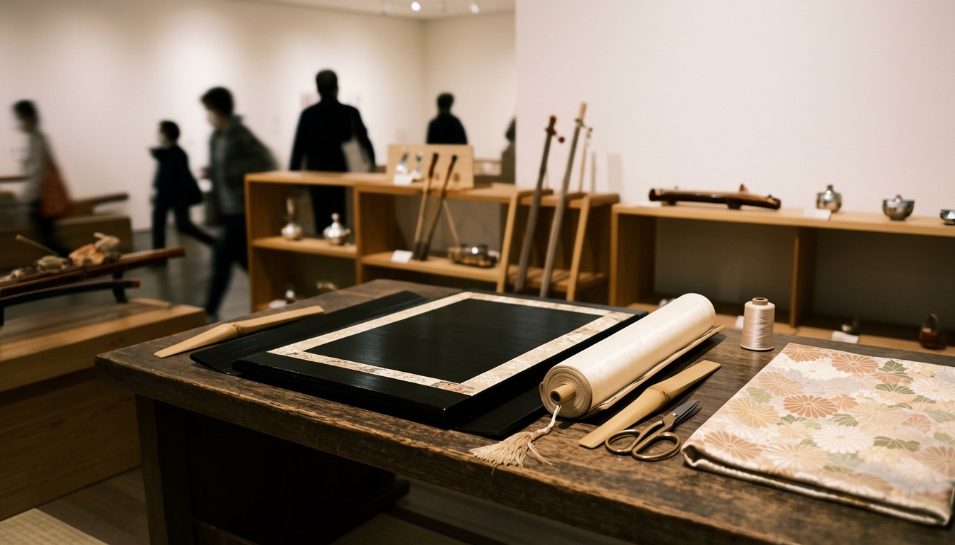 傳統工芸品同職人工作室嘅意象,展示手工工藝之美